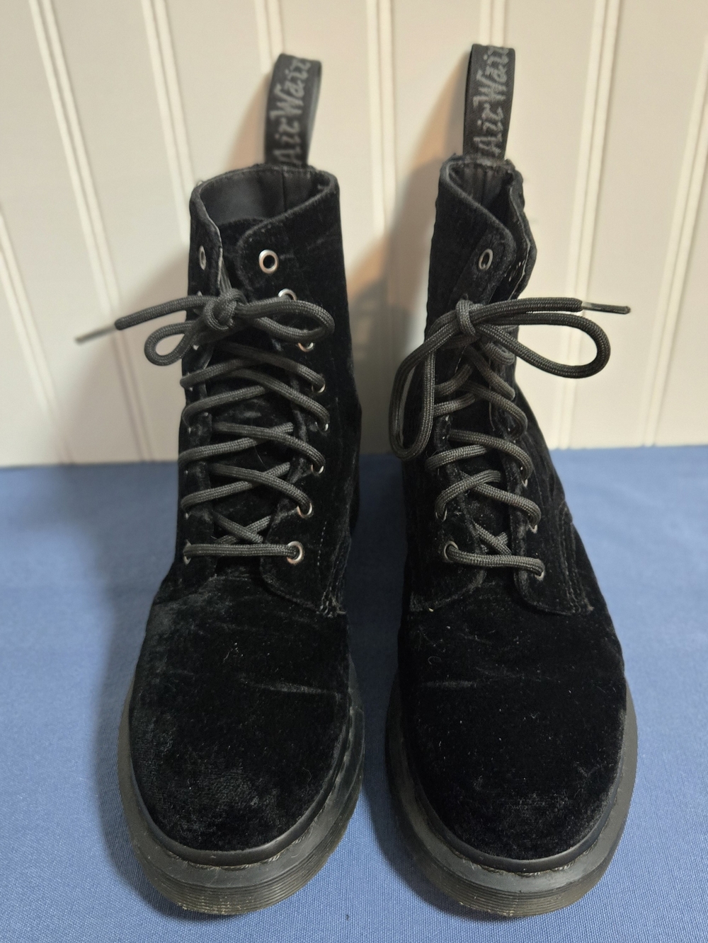Dr. Martens Black Velvet 8-Eye Combat Boots